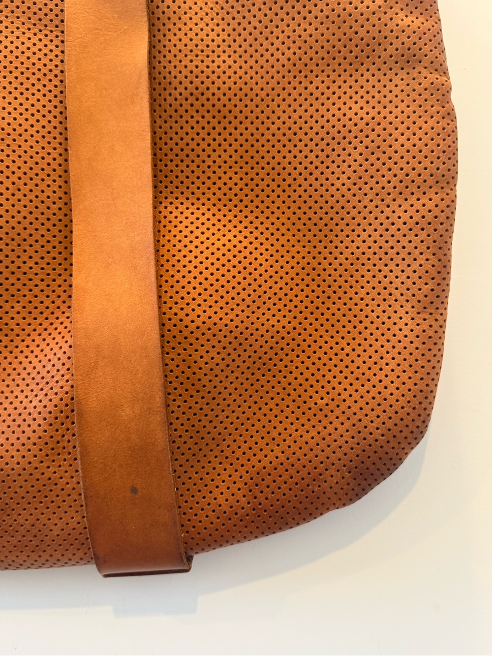 Clare V. La Tropezienne Perforated Leather Tote | Cognac Brown | Made in USA - Picture 8 of 16